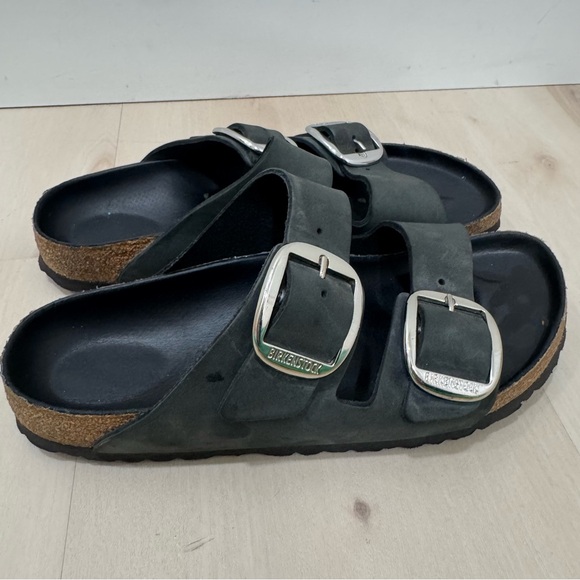 Birkenstock Arizona Big Buckle Slide Sandal Black Oiled Leather Women 40 US9-9.5 - Picture 6 of 11